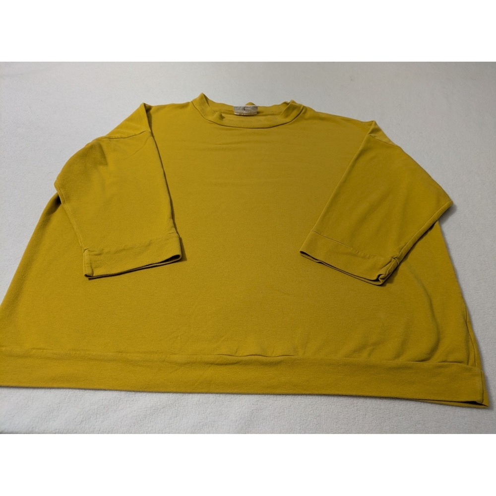 Bryn Walker Top Alden Yellow Bamboo Cotton Oversized Boxy Pullover Lagenlook Med